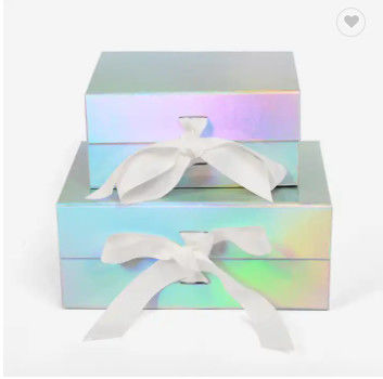 Aduana plegable magnética rígida de papel olográfica de las cajas de regalo del zapato impresa con la cinta