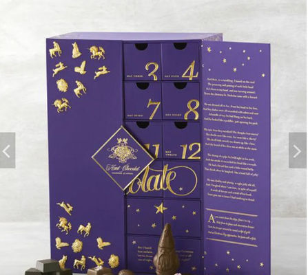 Caja de regalo cosmética del cajón de la cartulina de la Navidad de la caja de encargo al por mayor del calendario